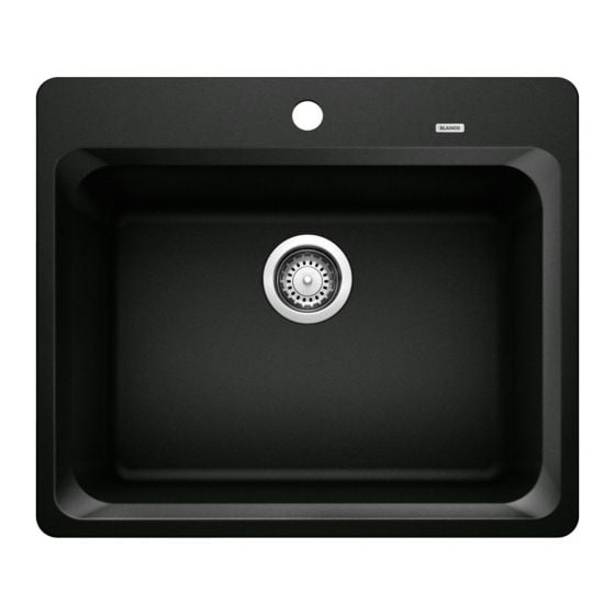 Kitchen Sink - Vision - 1 Bowl - 1 Hole - Silgranit - Charcoal Black - 25" x 20.75" x 8"