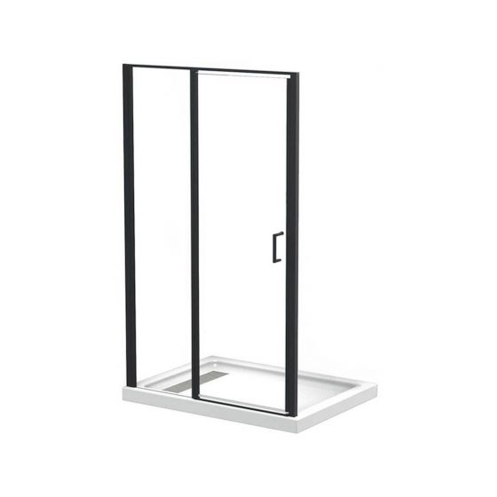 Compact Square Shower Kit - with Frame and Handle - Pandora - 32" x 32 x 78 1/8" - Matte Black