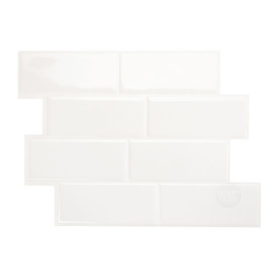 Tuile murale autoadhésive Smart Tiles Métro Blanco  11,56 po x 8,38 po (3 pi²/paquet de 4)