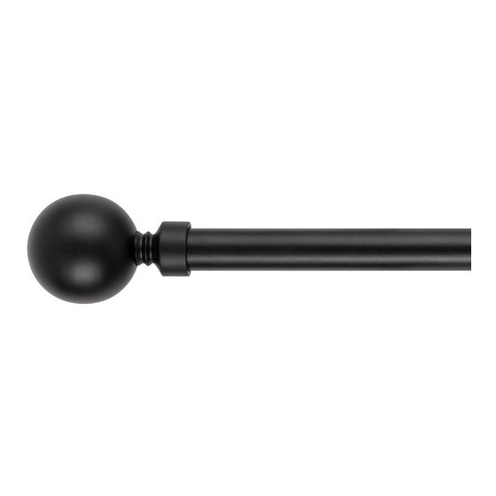 Extensible Metal Curtain Rod Set 48"-86" - Ball - Black