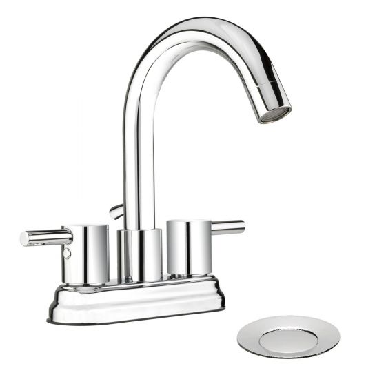 Delphi Bathroom Sink Faucet - 2 Handles - Polished Chrome - 4" Centerset