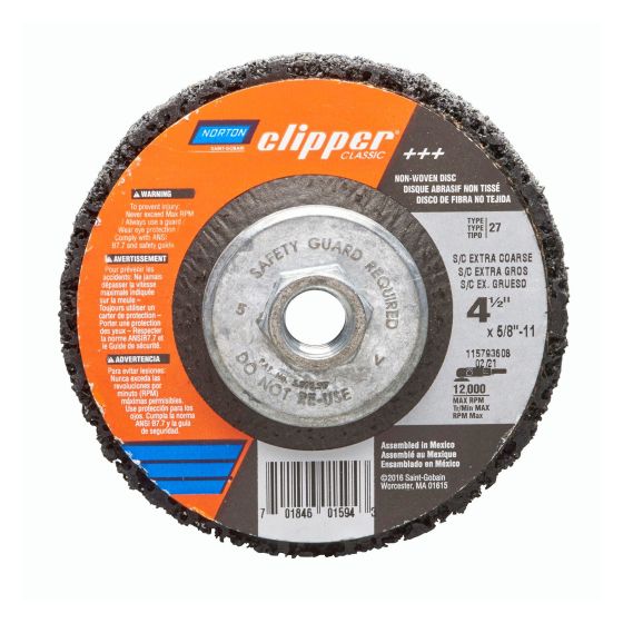 Disque abrasif Clipper Classic SC, grain extra grossier, 4 1/2" x 5/8" T27
