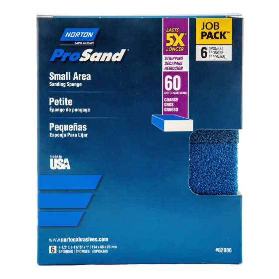 Norton ProSand Small Area Sanding Sponge - 4 1/2" x 2 11/16" x 1" - Gr. 60 - 6/pck