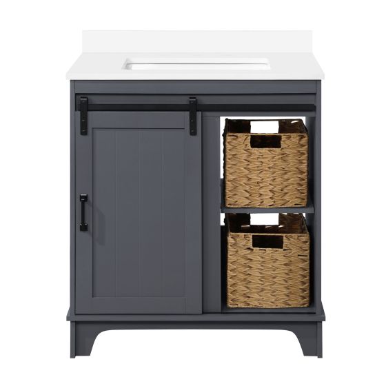 Vanity - Balboa - With Baskets - 1 Door/4  Shelves - Dark Charcoal - 30" x 34,5"