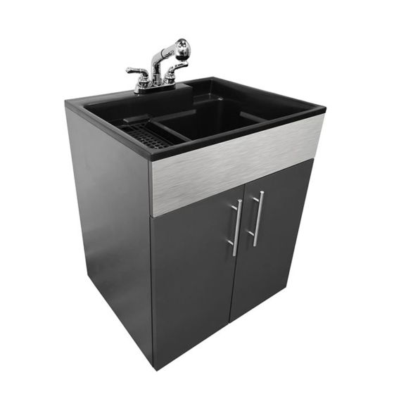 All-In-One Utility Sink Cabinet Kit - 24" x 22" x 34" - Charcoal Grey