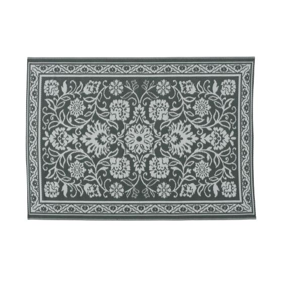 Outdoor Jacquard Rug - Grey and White Patterns - 5' x 7'