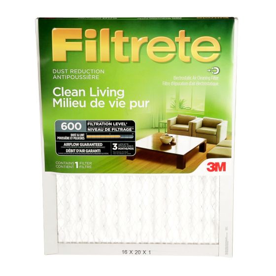 Filtre antipoussière « Milieu de vie pur » Filtrete, MPR 600, 16 x 20 x 1 po