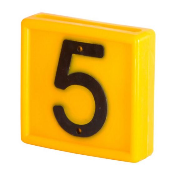 Plaquette numérotée standard, jaune, chiffre 5