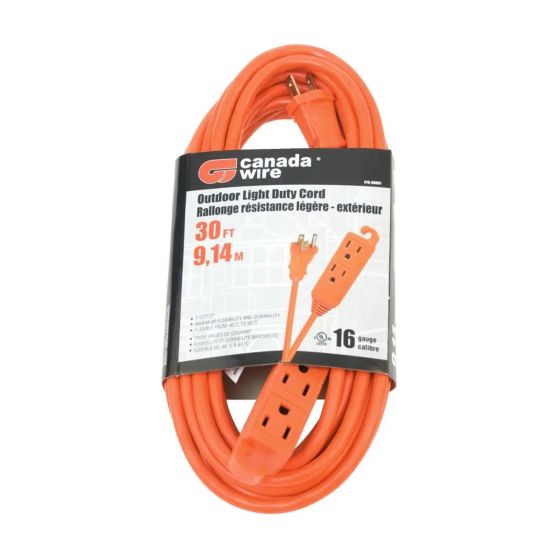 SJTW Outdoor Cord - 13 A - Orange - #16-3 x 9.1 m