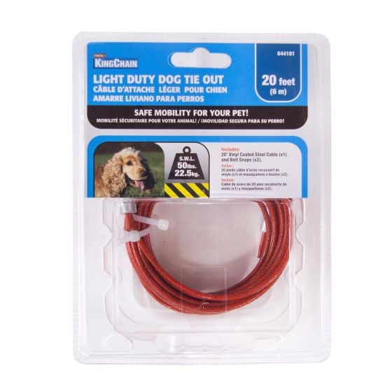 Dog Tie-Out Cable - Up to 50 lbs - 20'