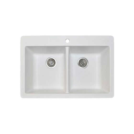 Kitchen Sink - Dohna - 2 Bowls - 1 Hole - Silgranit - White - 31.5" x 20.5" x 8"