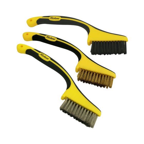 Mini Wire Brush Set - Polypropylene - Yellow and Black - 3/Pack