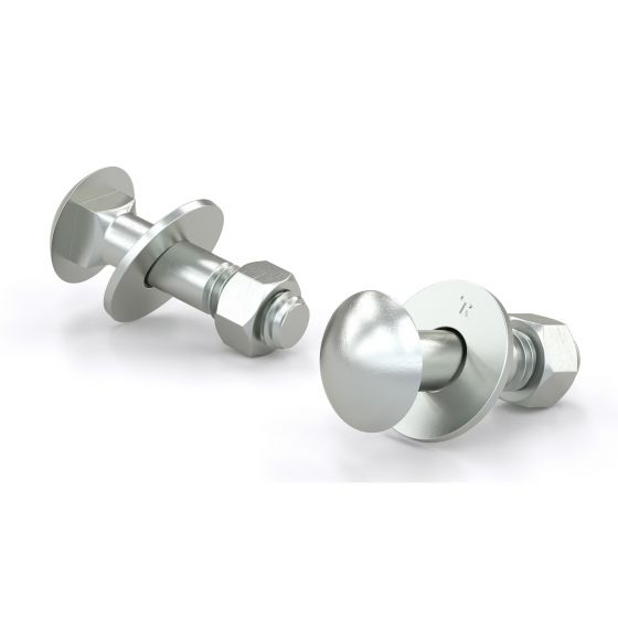 Carriage Bolts with Nut and Washer, Pan Head - Zinc