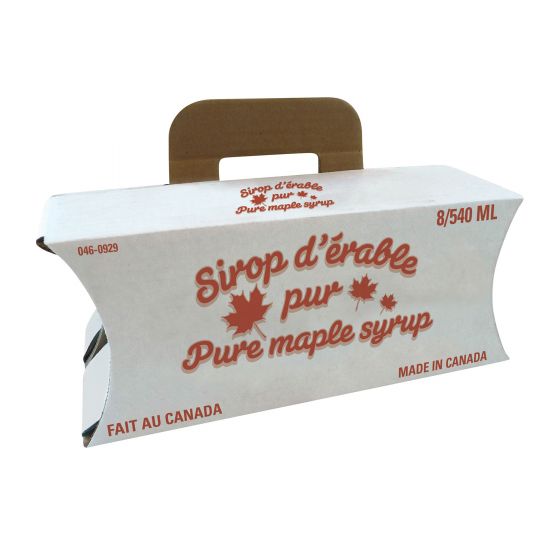 Lithographed box for maple syrop cans