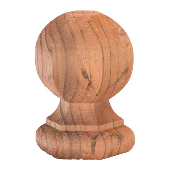 Brown Treated Wood Colonial Ball - 4" x 4" x 6"