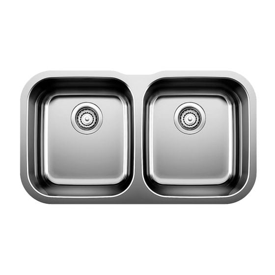 Kitchen Sink - U2 - 2 Bowls - Stainless Steel - 31" x 17.5" x 8"