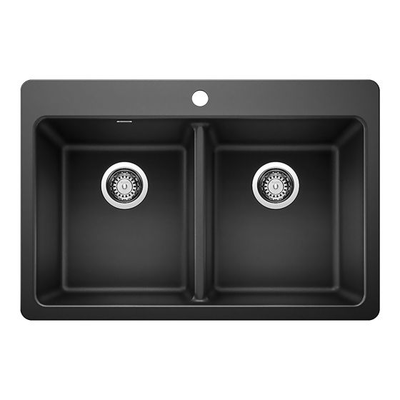 Kitchen Sink - Corence - 2 Bowls - 1 Hole - Silgranit - Anthracite - 30" x 20.5 x 8"