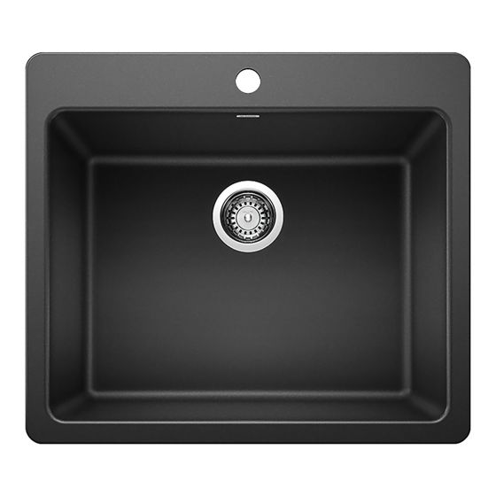 Kitchen Sink - Corence - 1 Bowl - 1 Hole - Silgranit - Black - 21.25" x 20.5" x 8"