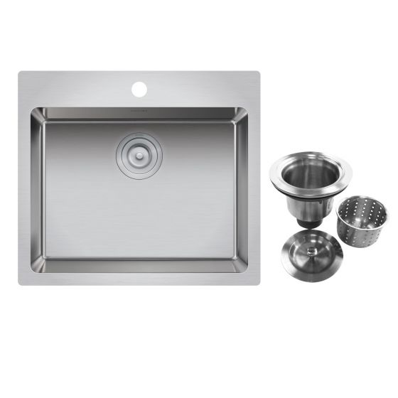 Kitchen Sink - ZR Series - 1 Bowl - 1 Hole - Stainless Steel - 23.38" x 20.63" x 9"