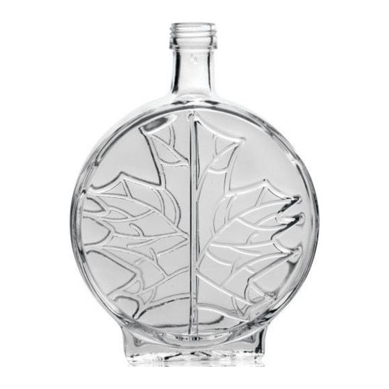 Modern glass bottle with maple leaf