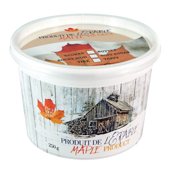 Flat container with lid for maple products
