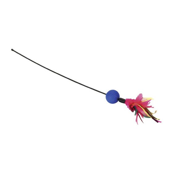 Cane with feather duster for cats