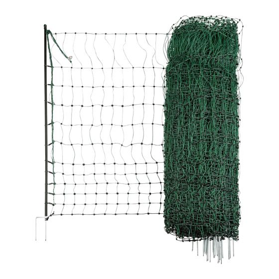 Poultry Netting - Not Electrifiable - Double-Pointed Stakes - Green - 41 3/4" x 164'