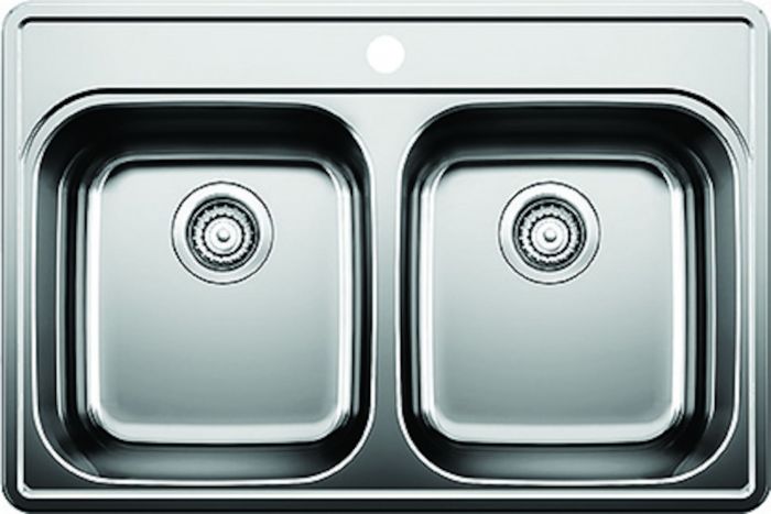 Kitchen Sink - 2 Bowls - 1 Hole - Stainless Steel - 31" x 21" x 8"