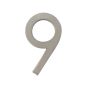 Chiffre d'adresse style Designer #9, nickel satiné, 5"
