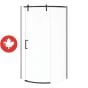 Door and Base Shower Kit - Outback Round - Left - 36" x 36" x 75 5/8" - Clear Glass - Matte Black