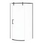 Ensemble porte et base de douche, Outback Round, gauche, 36" x 36" x 75 5/8", verre clair, noir mat