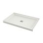 Base de douche, B3Square, 47 7/8" x 35 7/8", drain au centre, blanc