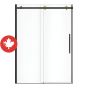 Porte de douche coulissante, Vela, 56 1/2" - 59" x 78 3/4", verre clair, noir mat/or brossé