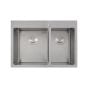 Évier de cuisine double, Lixia, 60/40 acier inoxydable, 28" x 20" x 9"