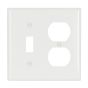 Wallplate - 1 Duplex - 1 Toggle - Plastic - White