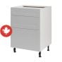 Base Cabinet 3 Drawers - Shaker - Grey - 24" x 34 3/4" x 24"