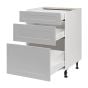 Base Cabinet 3 Drawers - Shaker - Grey - 24" x 34 3/4" x 24"