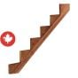 Limon d'escalier en bois traité brun, 6 marches, 12"