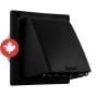 Capuchon de ventilation, avec grille, noir, 4''
