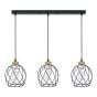 Pendant Light – 3 Lights - Kerzia – Black-Wood – 78 cm