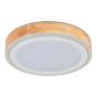 LED Ceiling Light, Round, White/Wood Finish, 13-in, 24W