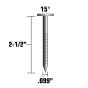 Coil Framing Nails, Ring Shank, 2-1/2 x .099-in, 9000/Pkg