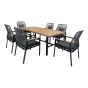 Astro Outdoor Dining Set - 7 Pieces - Steel Frame - Wood Look