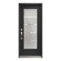 Porte extérieure en acier, droite, 82 1/2" x 35 3/8", noir