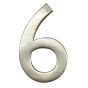 Chiffre moderne #6, nickel satiné, 4"