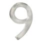 Chiffre moderne #9, nickel satiné, 4"