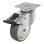 Gray Thermoplastic Rubber Casters for General Use - Model: Swivel / Lock - 3" x 100 mm