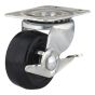 Industrial Black General-Duty Rubber Casters - Model: Swivel / Lock - 2" x 62 mm