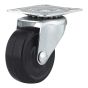 Industrial Black General-Duty Rubber Casters - Model: Swivel - 1 1/2" x 52 mm