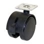 Dual-wheel furniture caster with brake - Model: Plate - 2"